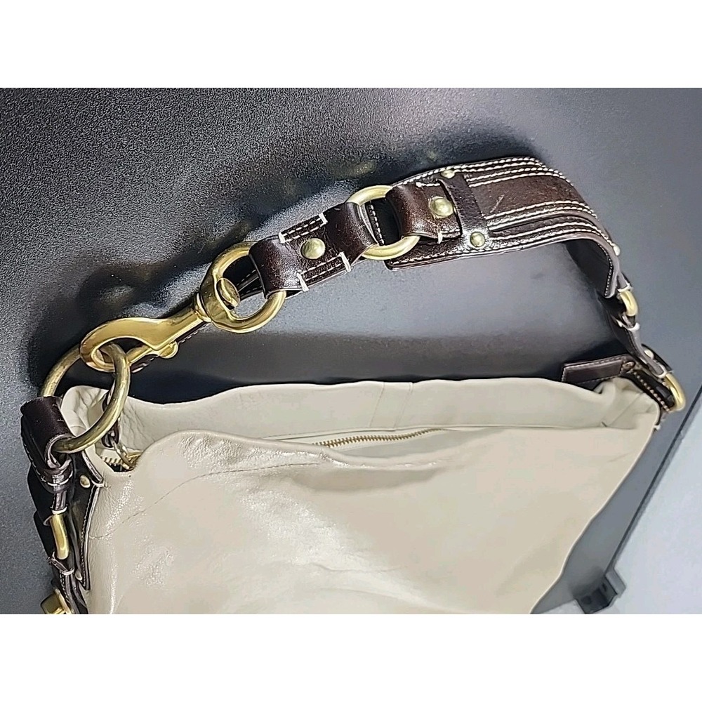 COACH‎ VINTAGE beige cream white leather handbag purse Vintage - Picture 9 of 11